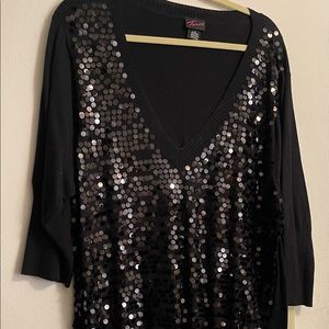 Sequin V-Neck Sweater
